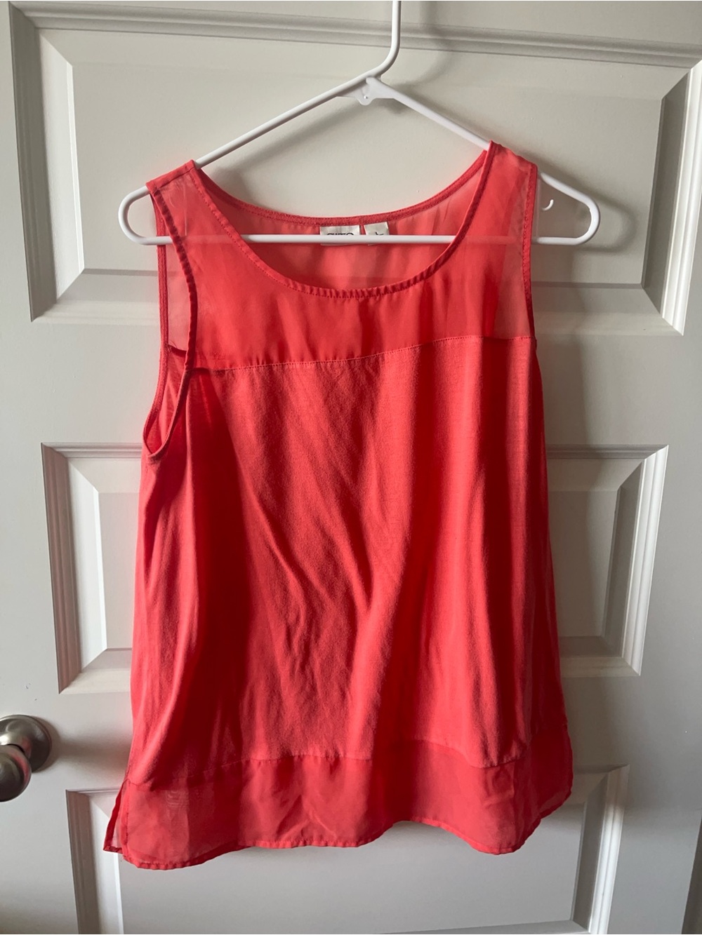 Cato Coral Sleeveless Chiffon Yoke Camisole